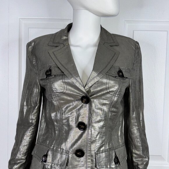 LUISA CERANO women's silver blazer size 6 - Picture 2 of 2